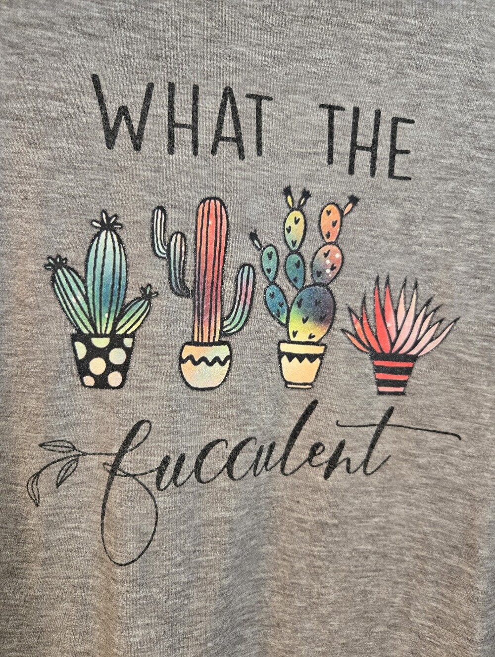 Gray Graphic 'What the Fucculent' Tee - Unbranded - Picture 2 of 7